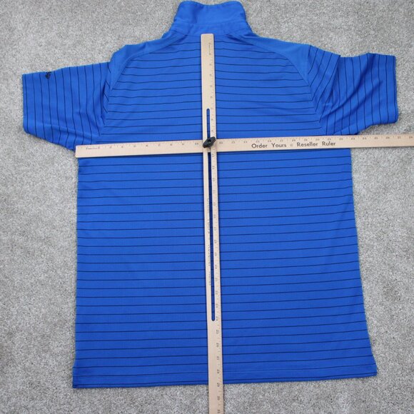 Callaway Opti-Dri Polo Shirt Mens Large Blue/Black Striped Polyester S/S Golf - Picture 9 of 12